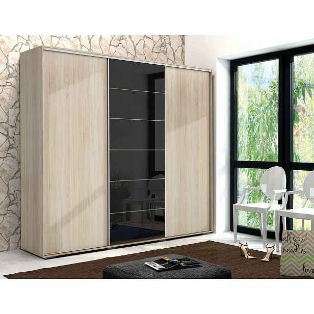 Šatní skříň Ska A28 XL Barva korpusu: Dub - sonoma, Rozměry: 250 cm, Dveře: Dub sonoma
