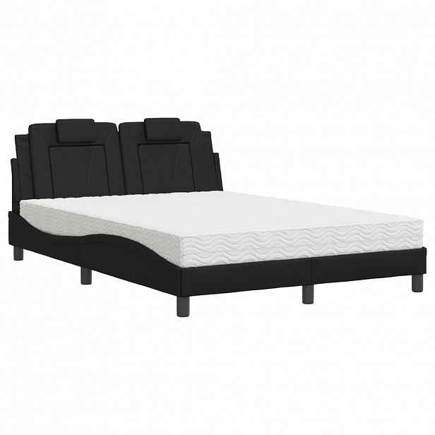 vidaXL Postel Viana s matrací černá 140 x 190 cm umělá kůže