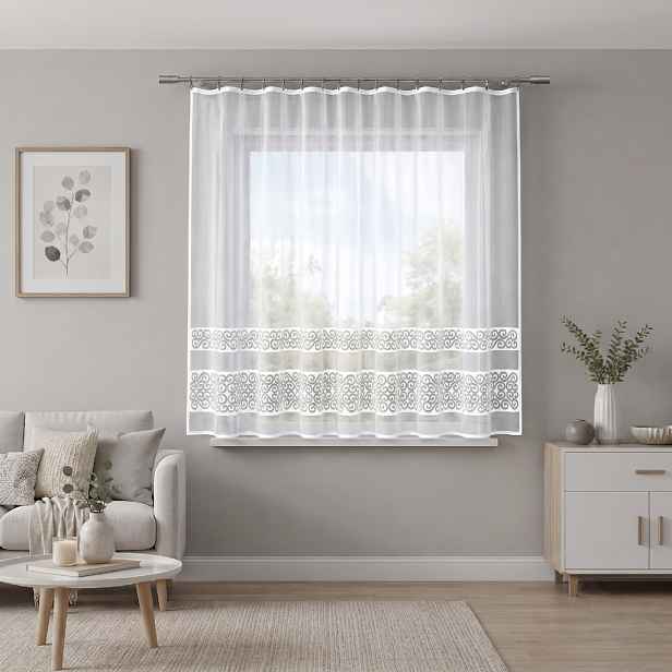 Dekorační žakárová záclona s lurexem s řasící páskou MIMOSA 140 bílá 300x140 cm MyBestHome