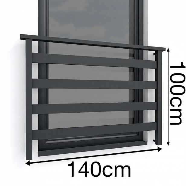Francouzská okenní zábradlí z hliníku 140 Cm 7016