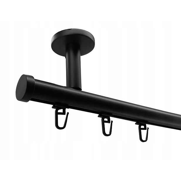 Garnýž Kolejnicový Apartmánový Alu Stropní 20 mm Černý 120 cm se špendlíky