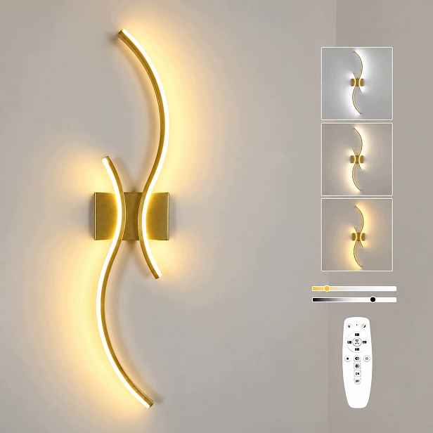 Nástěnné Svítidlo Měděné Zlaté Led Moderní Stmívatelné Dálkové Ovládání 32W