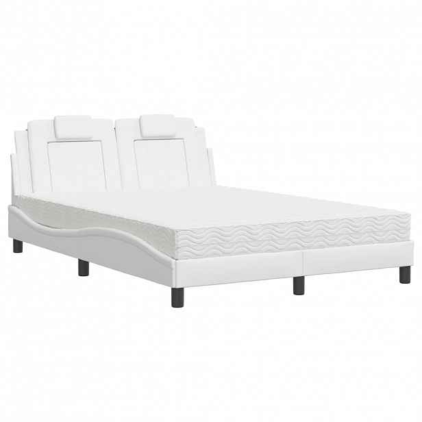 vidaXL Postel Viana s matrací bílá 140 x 190 cm umělá kůže