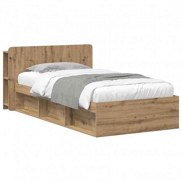 vidaXL Rám postele s úložným prostorem s čelo Dub artisan 90 x 190 cm