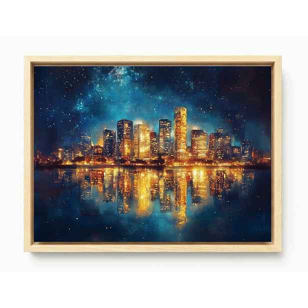 Obraz Rama American Box Město Noc Hvězdy Mrakodrapy New York Usa 80x60