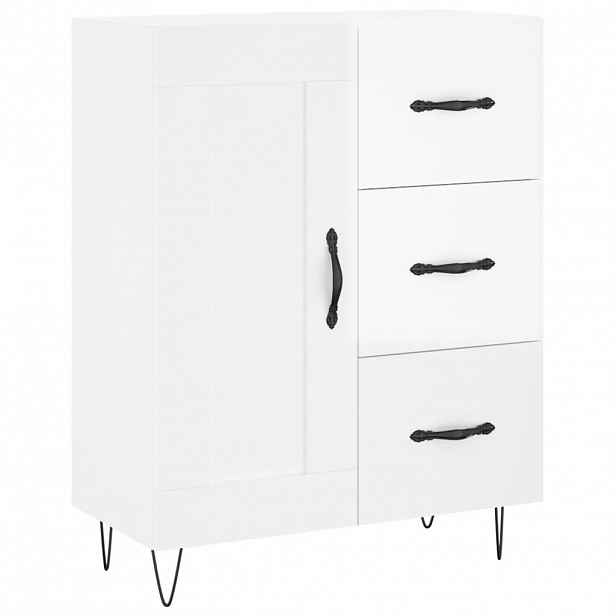 vidaXL Příborník bílý s vysokým leskem 69,5x34x90 cm kompozitní dřevo