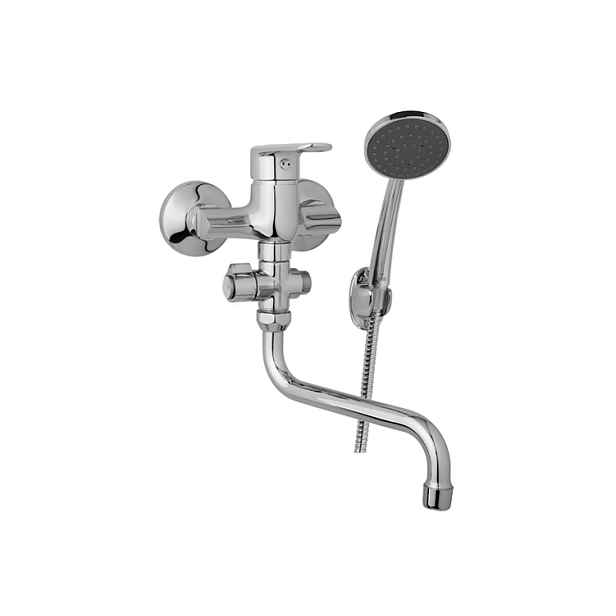 JB Sanitary Finery F10 32 51 - Nástěnná umyvadlová a sprchová baterie 100 mm; otočný přepínač; s příslušenstvím; trubkové ramínko 300 mm