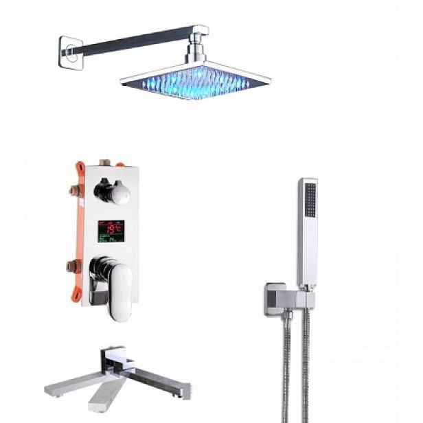 Podomítkový Set Led Dešťová Sprcha 25 CM Chrom