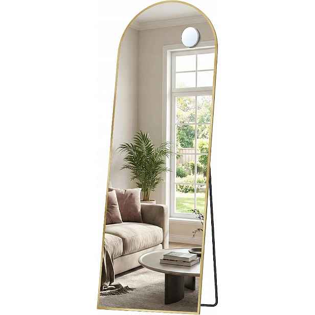 Songmics Zrcadlo stojící obloukové 150 x 40 cm zlaté