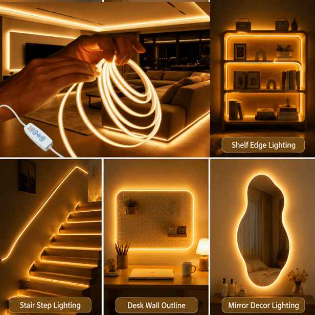 TEMU COB Stmívací Lampa, USB Napájený COB Flexibilní Pás, 3 Barvy Stmívání Nastavitelný Jas, Samolepicí Instalace Bez Vrtání, Ambientní Osvětlení pro