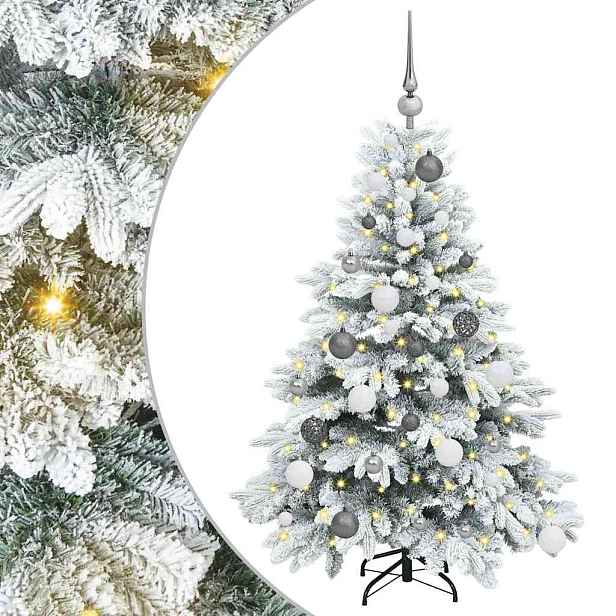 vidaXL Umělý vánoční stromeček s 150 LED diodami Bílá 120 cm PE a PVC