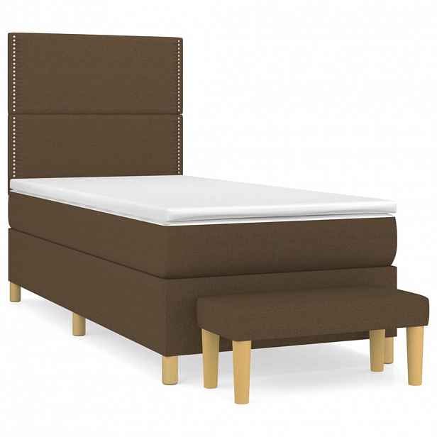 vidaXL Box spring postel s matrací tmavě hnědá 90x190 cm textil