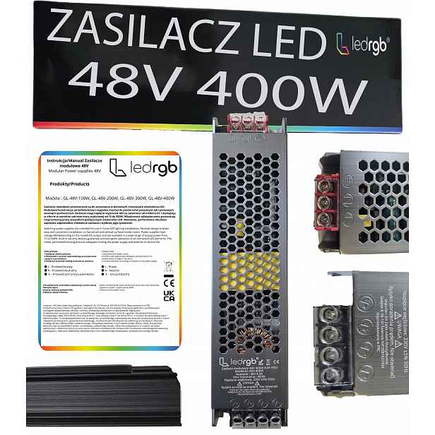Montážní napájecí zdroj 48V 8.3A 400W Premium pro Led modulární Ac DC Slim Výkonný