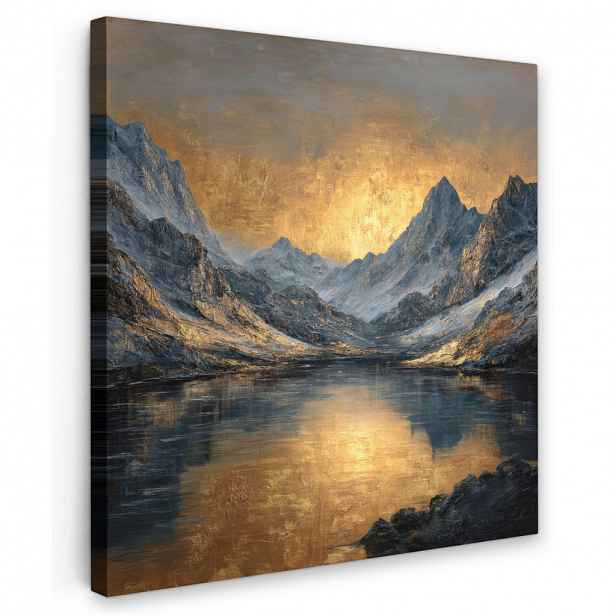 MuchoWow OBRAZ NA PLÁTNĚ Horská scenérie se zlatým západem slunce 20x20 cm