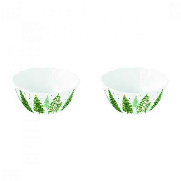 Sada 2 misek, porcelán, 14 cm, "Festive TREES" - Easy Life