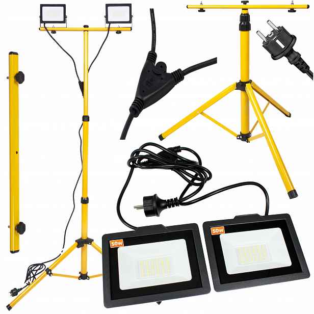Stativ Stojan Led reflektory Halogen 2x50W Stavební sada pro rekonstrukce