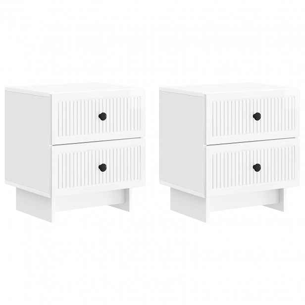vidaXL Noční skříňka 2 ks Bílá s vysokým leskem 43 x 34,5 x 47,5 cm