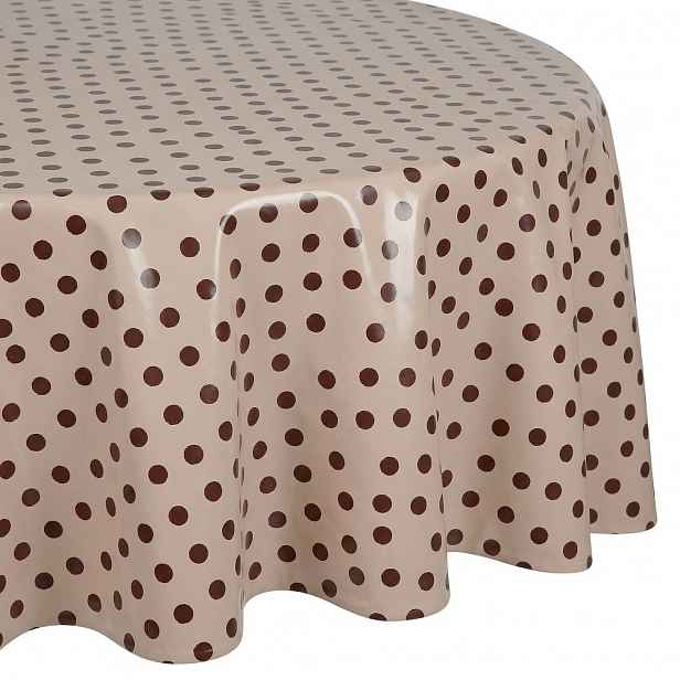 Butlers WATERPROOF Ubrus omyvatelný kulatý puntíky 140 cm - sv. růžová