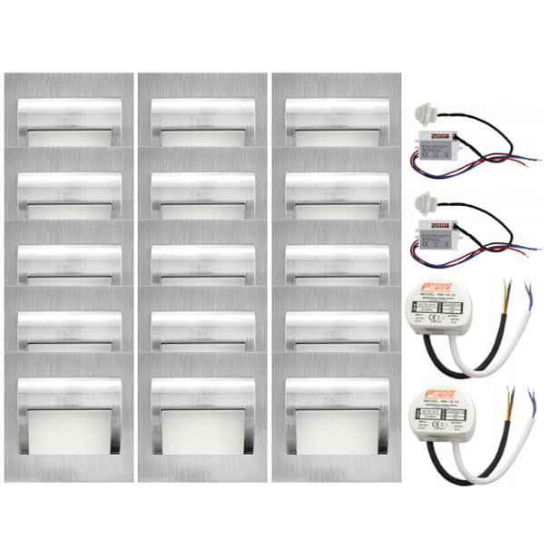 Halogenový schodišťový Led set 15x napájecí zdroj detektor