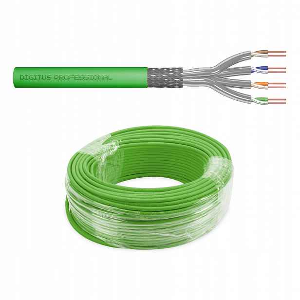 Internetový síťový kabel kat.8 S/ftp Awg 22/1 Lsoh zelený 50 m