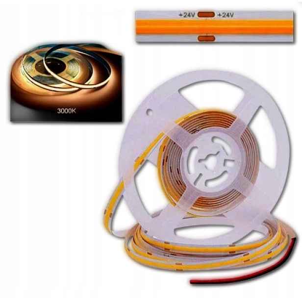 Led pásek Cob 24V 320 diod 10 m Role Neon teplá barva 3000K 800lm Silná