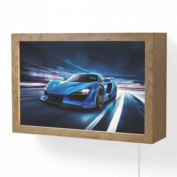 OnlyWow NÁSTĚNNÁ LAMPA Auto - Modrá - Chlapci - Dítě 30x20 cm