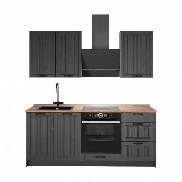Vicco JEDNOTKOVÁ KUCHYNĚ Fame-Line, Tmavě šedá/Antracit, 190 cm, PD Dub
