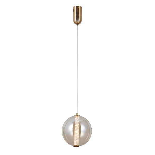 Závěsná Led lampa Italux Butero skleněná jantarová koule, 9W Led