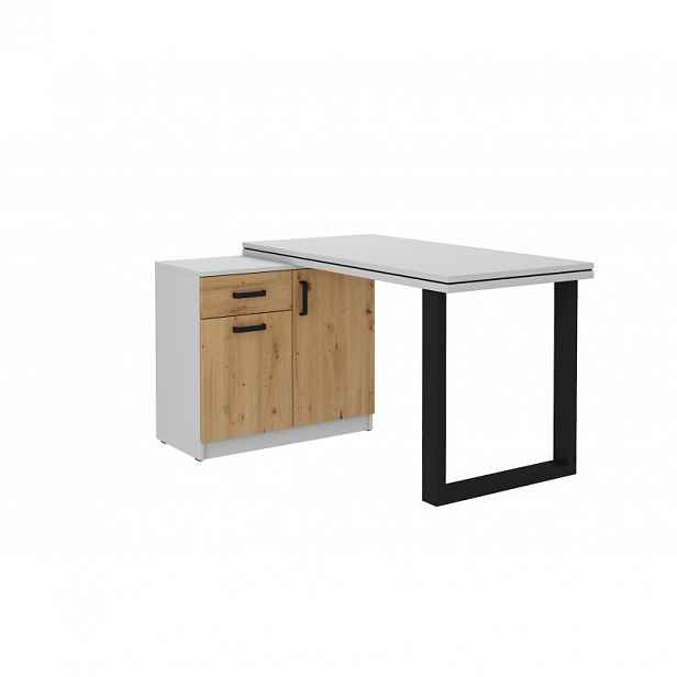 Marta PC stůl s komodou 140, světle šedý/artisan HELCEL