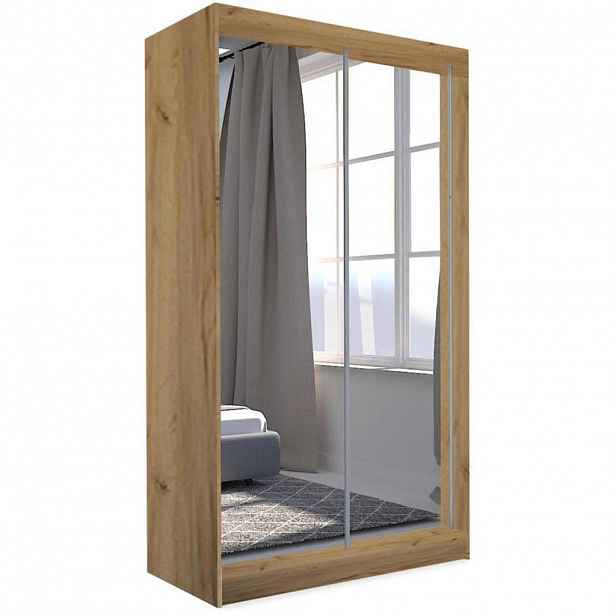 Beautysofa SKŘÍŇ s posuvnými dveřmi Debra 120/216/61 dub Artisan se zrcadlem