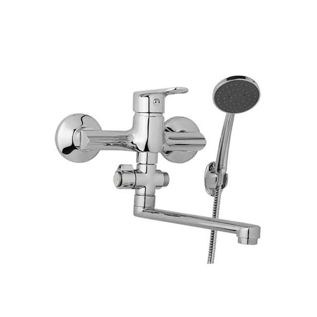 JB Sanitary Finery F10 37 01 - Nástěnná umyvadlová a sprchová baterie 150 mm; otočný přepínač; s příslušenstvím; ramínko 200 mm