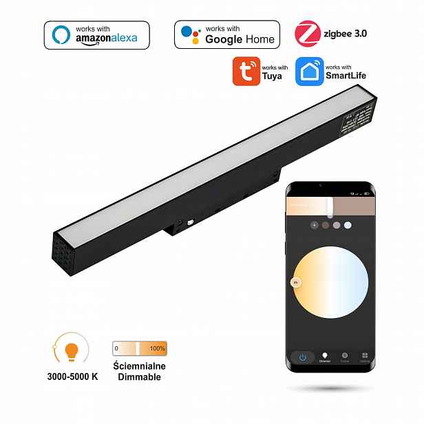 Lineární Led reflektor WiFi Zigbee Flood 10W pro kolejnice Smart Track 48VDC