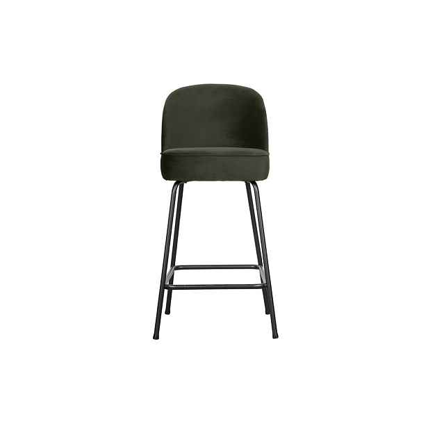 Tmavě zelená sametová barová židle (výška sedáku 64 cm) Vogue – WOOOD