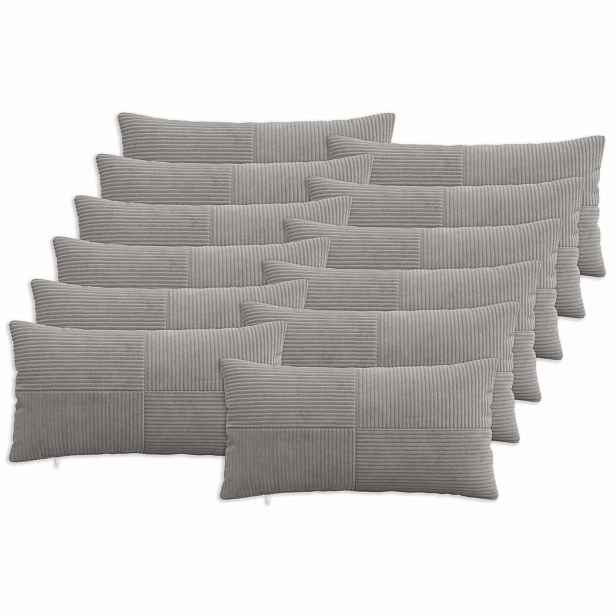 vidaXL Povlak na polštář 12 pcs ALMELO Světle šedá 40 x 80 cm manšestr