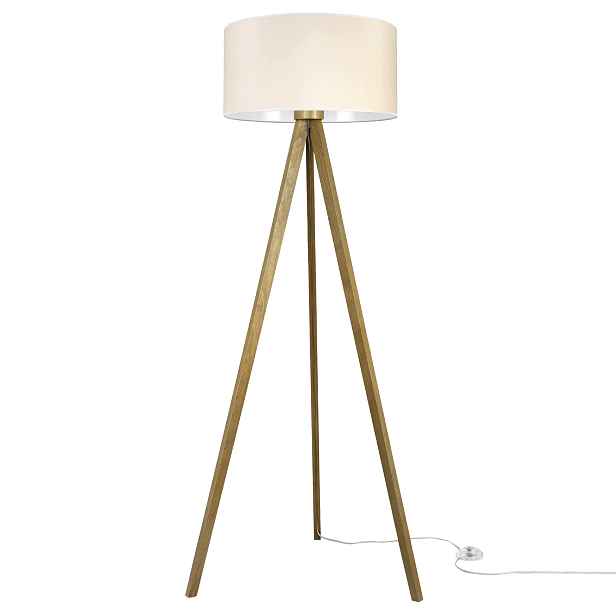 Lampa Trojnožka Dubová Stínidlo Válec Gaja Krémová 44CM E27