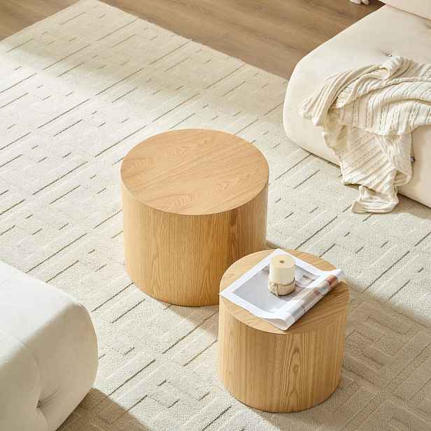Modfu SADA odkládacích stolků z MDF 48x48x38 cm přírodní prostorově úsporné, zasouvací provedení