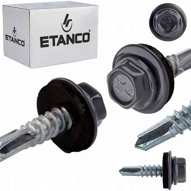 Samovrtné šrouby do kovu 3 mm 4,8 x 19 mm Ral 7024 250 ks Etanco GT3 Z14