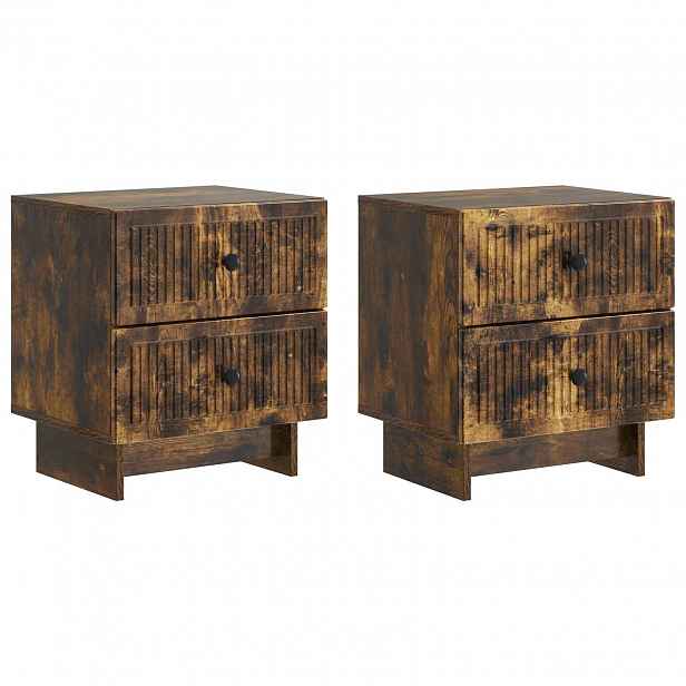 vidaXL Noční skříňka 2 ks Kouřový dub 43 x 34,5 x 47,5 cm