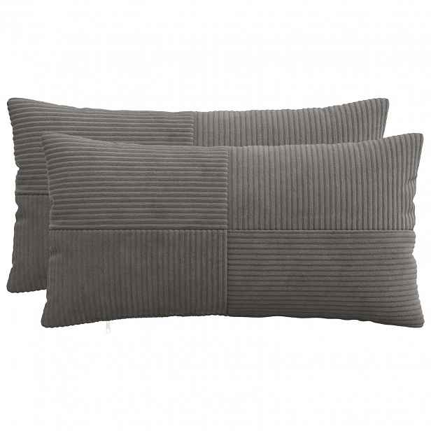 vidaXL Povlak na polštář 2 pcs ALMELO Tmavě šedá 40 x 80 cm manšestr