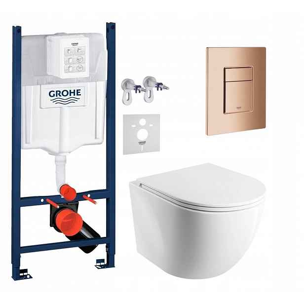 Wc sada Grohe Rapid s mísou Tornado Cspmwbp Tlačítko měď lesk
