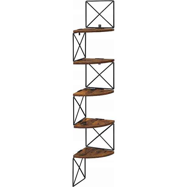 Závěsný rohový regál 5 polic na dekorace květin 20 x 20 cm dub rustikální