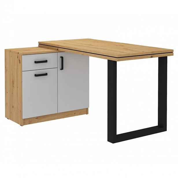 Marta PC stůl s komodou 140, artisan/světle šedý HELCEL