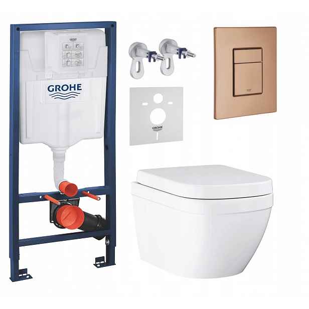 7v1 Wc Podomítkový Set, Stelaz s Wc Mísou Grohe Euro Ceramic, Tlačítko