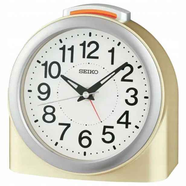 Čitelný Zlatý Budík Seiko QHE211G Netyká Podsvícení 12x13 cm