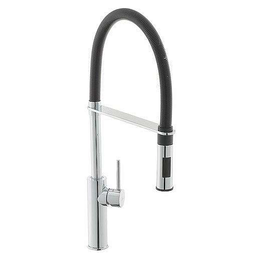 Dřezová baterie Paffoni Light s vytahovací sprškou, 2 proudy černá/chrom LIG179B