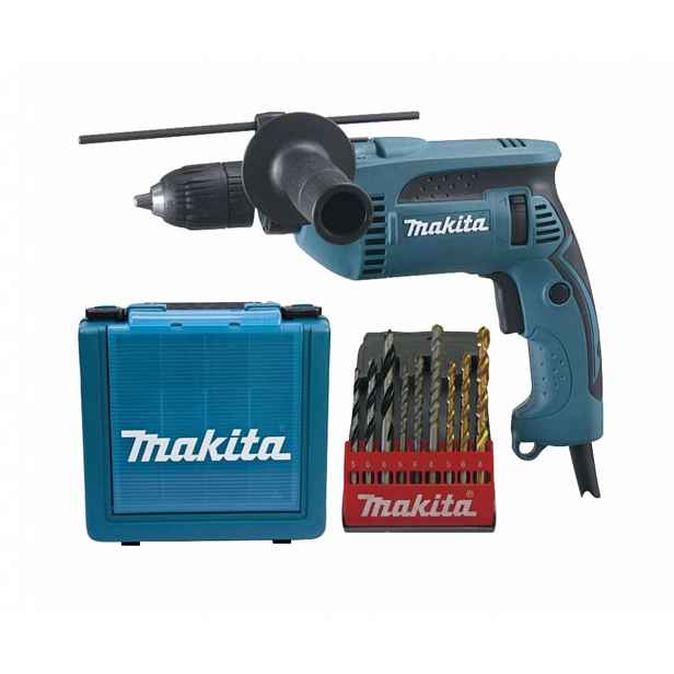 Makita - Příklepová vrtačka 680 W, s příslušenstvím HP1641K1X