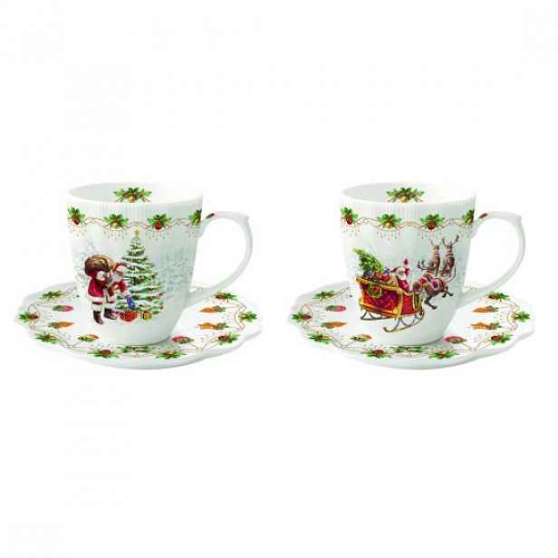Sada 2 šálků s podšálky, porcelán, 110 ml, "Nostalgic Christmas" - Eas