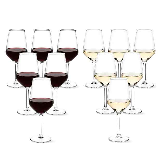 Sada sklenic na víno 12 ks Červené 530 ml a Bílé 370 ml Rubín