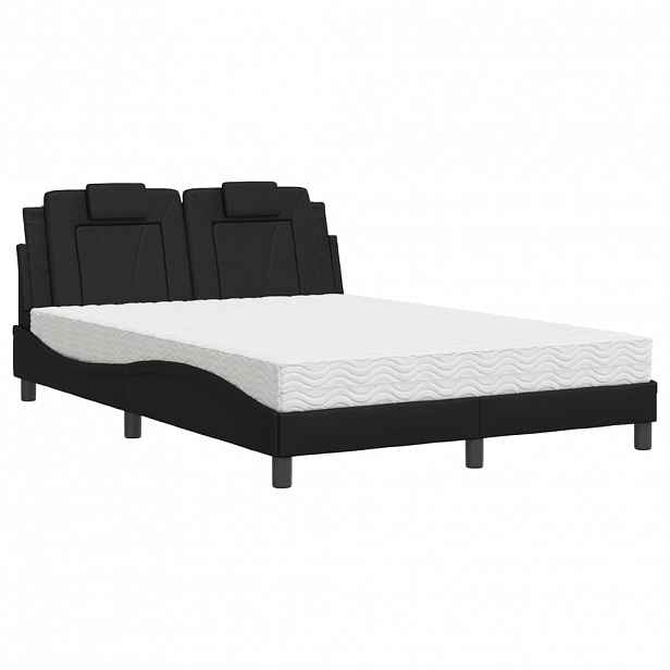 vidaXL Postel Viana s matrací černá 140 x 200 cm umělá kůže