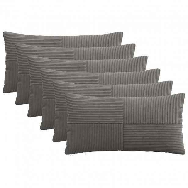 vidaXL Povlak na polštář 6 pcs ALMELO Tmavě šedá 40 x 80 cm manšestr